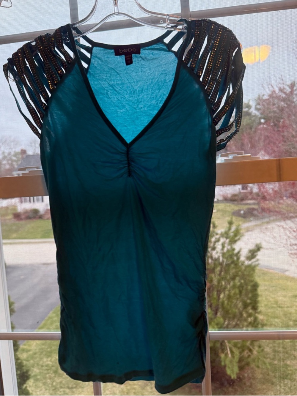 bebe Teal Stretch Tank Top